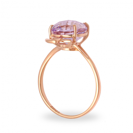 Золотое кольцо 585, женское, с аметистом, размер 18