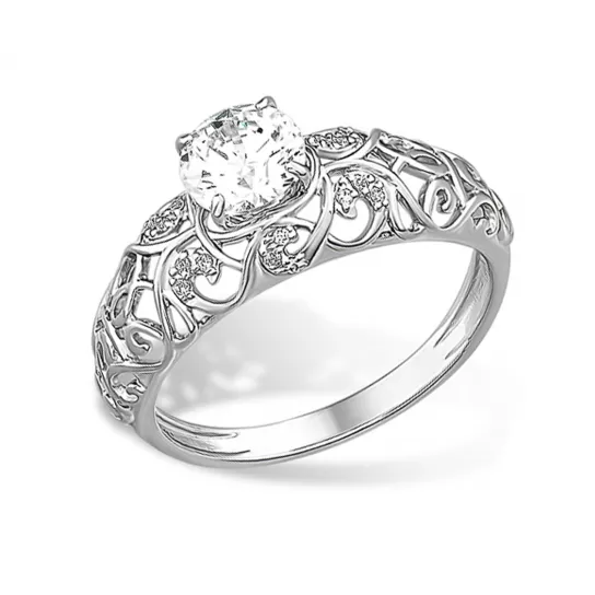 Кольцо с фианитом из серебра