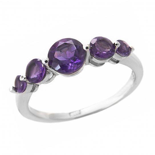 Серебряное кольцо 925, женское, с аметистом, размер 18