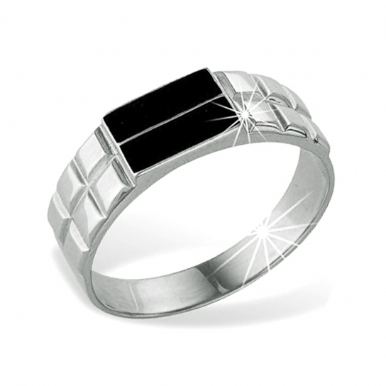 Кольцо-печатка с эмалью из серебра