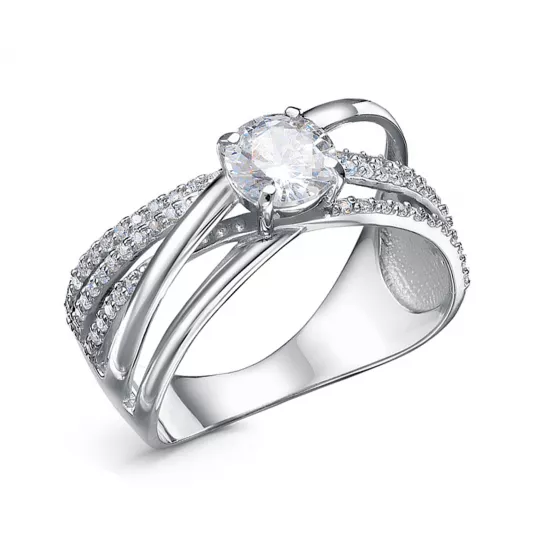 Серебряное кольцо 925, женское, с фианитом, размер 18