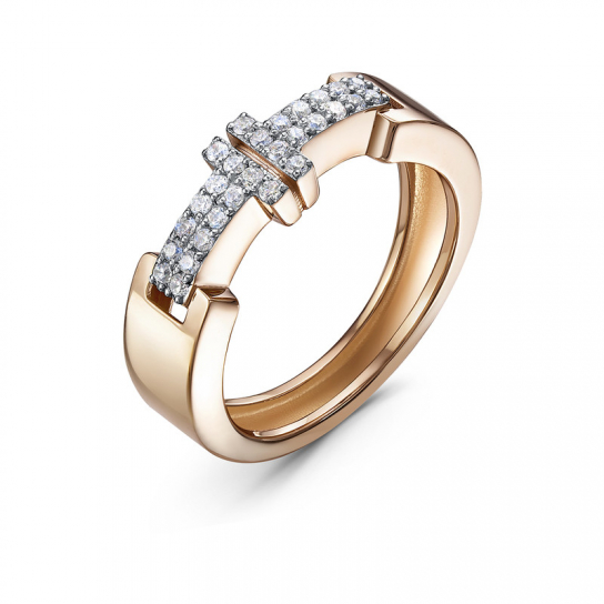 Золотое кольцо 585, женское, с фианитом, размер 17.5