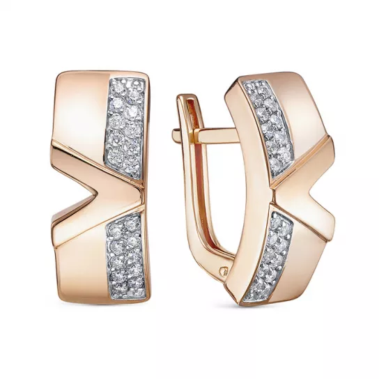 Золотые серьги 585, женские, с фианитом