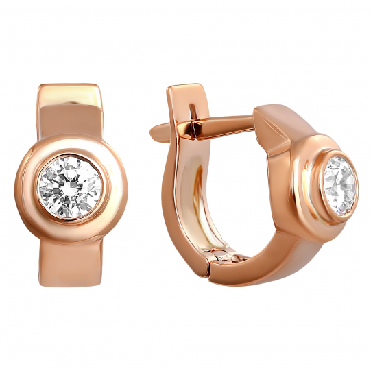 Золотые серьги 585, женские, с фианитом