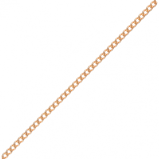 Золотая цепочка 585 на шею, плетение панцирное пустотелое, длина 40 см, цвет красное золото