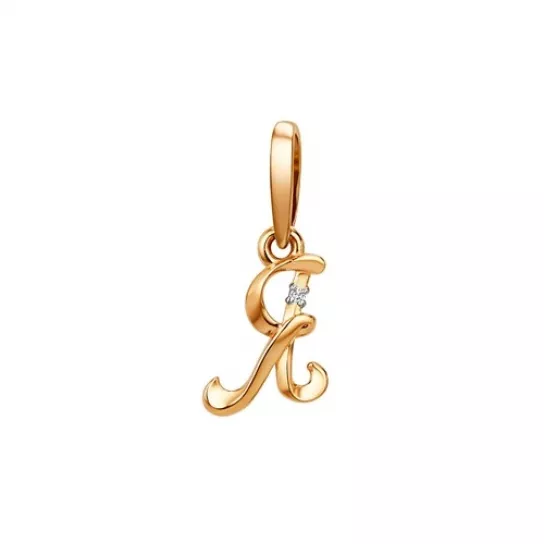 Золотая подвеска 585, женская, с фианитом