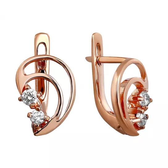 Серьги с фианитом из золота