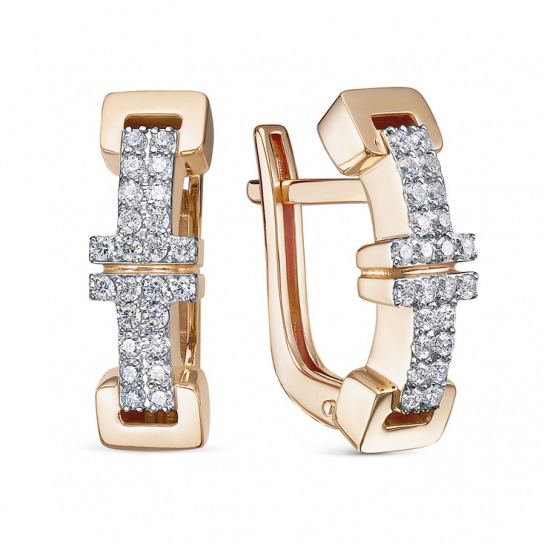 Золотые серьги 585, женские, с фианитом