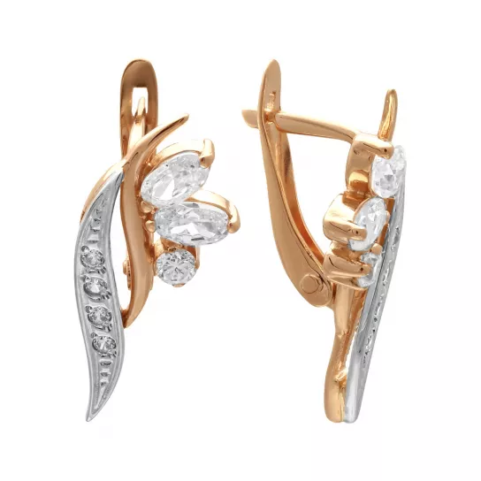 Серьги с фианитом из золота