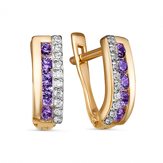 Серьги детские с фианитом из золота