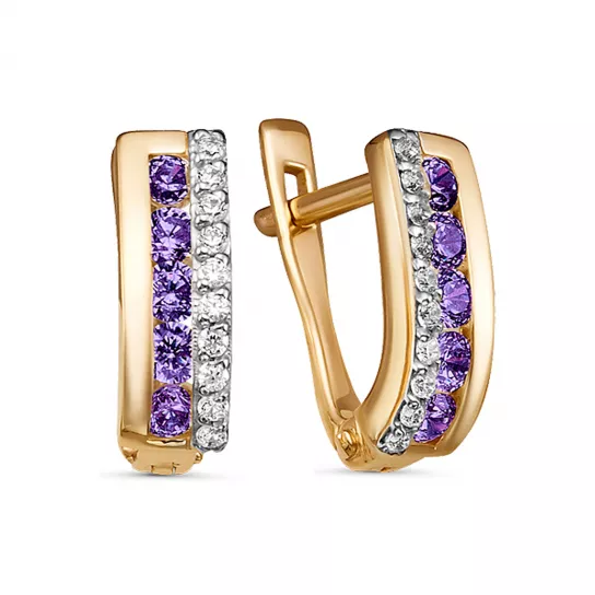 Серьги детские с фианитом из золота