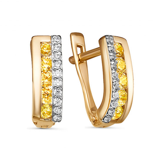 Серьги детские с фианитом из золота