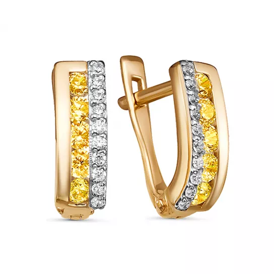 Серьги детские с фианитом из золота