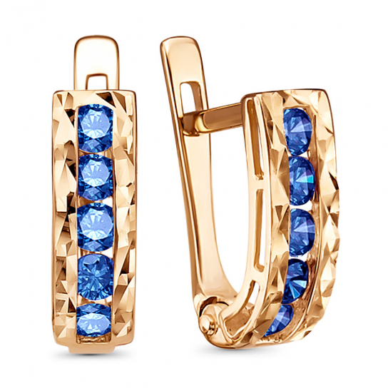 Серьги детские с фианитом из золота