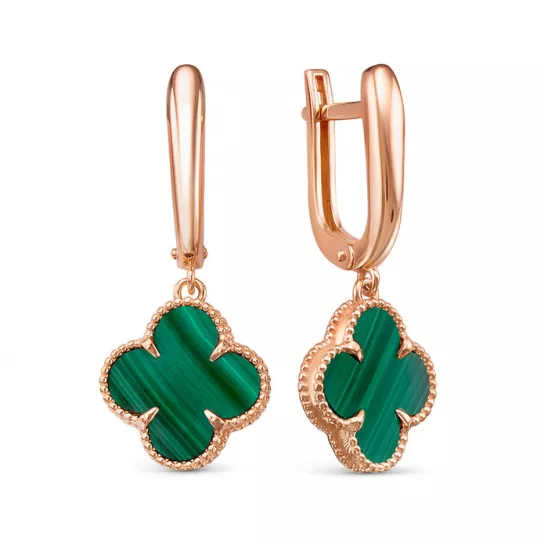 Серьги с малахитом из золота