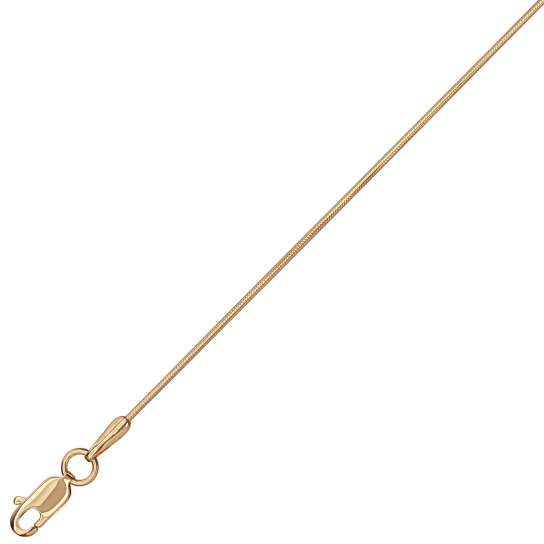 Золотая цепочка 585 на шею, плетение снейк, длина 40 см, цвет красное золото