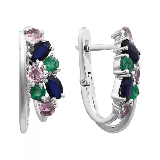 Серебряные серьги 925, женские, с корундом