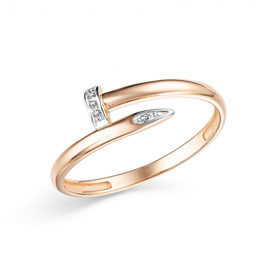 Золотое кольцо 585, женское, с фианитом, размер 17