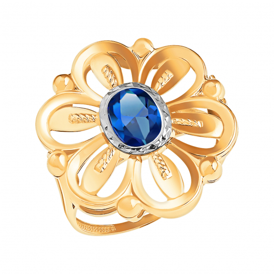 Золотое кольцо 585, женское, с фианитом, размер 18