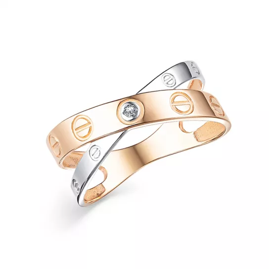 Золотое кольцо 585, женское, с фианитом, размер 18