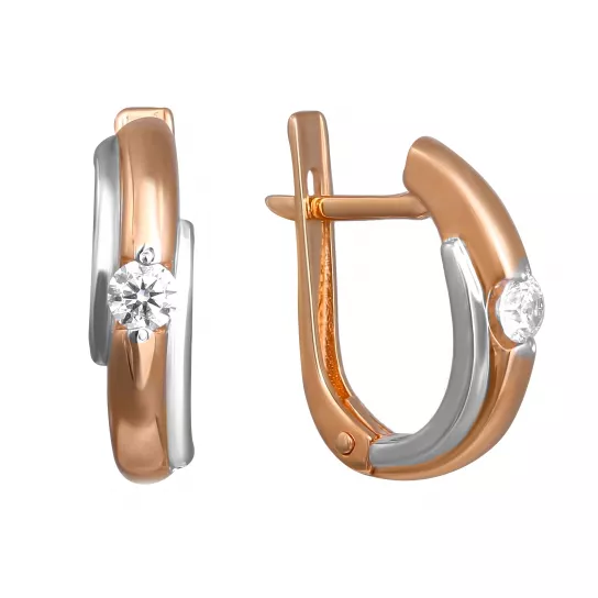 Золотые серьги 585, женские, с фианитом