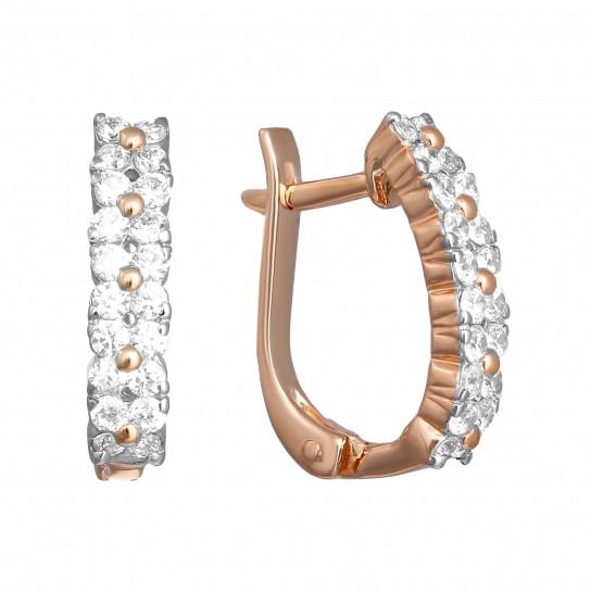 Золотые серьги 585, женские, с фианитом