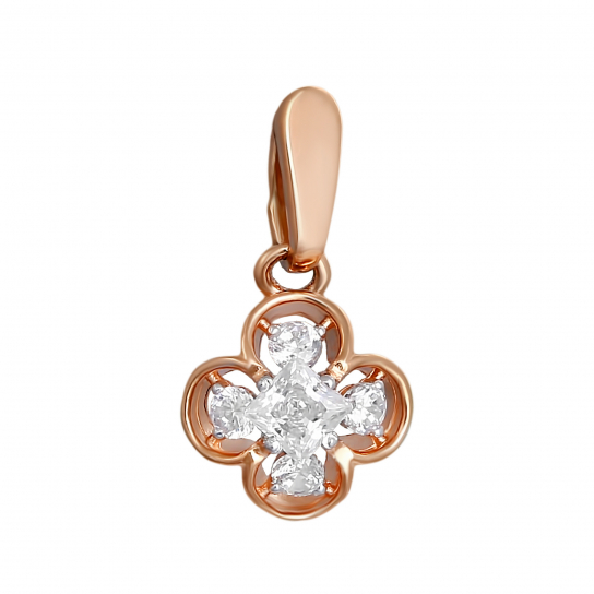 Золотая подвеска 585, женская, с фианитом