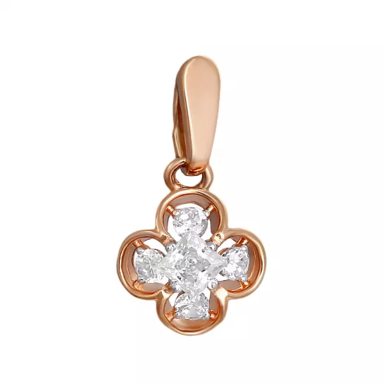 Золотая подвеска 585, женская, с фианитом