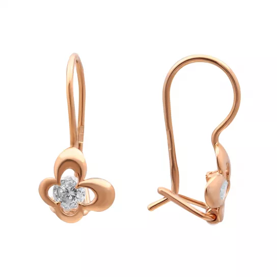 Серьги детские с фианитом из золота