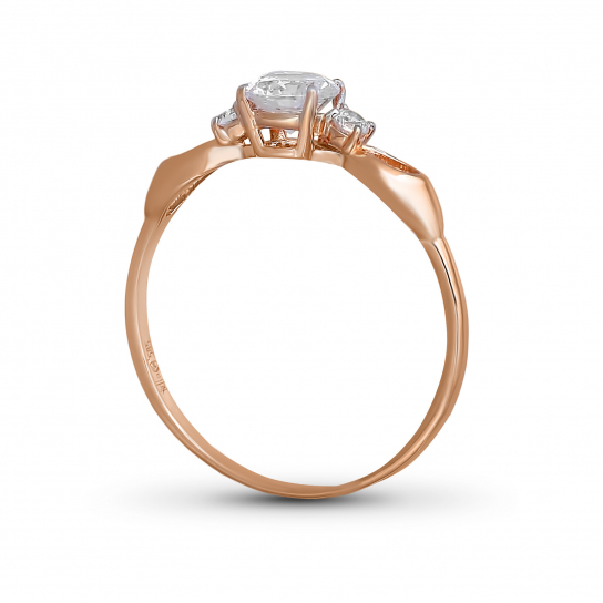 Золотое кольцо 585, женское, с фианитом, размер 16