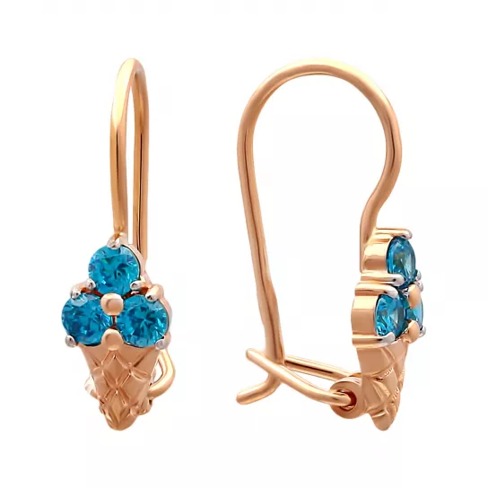 Серьги детские с фианитом из золота