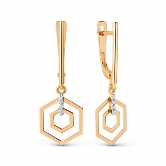 Золотые серьги 585, женские, с фианитом