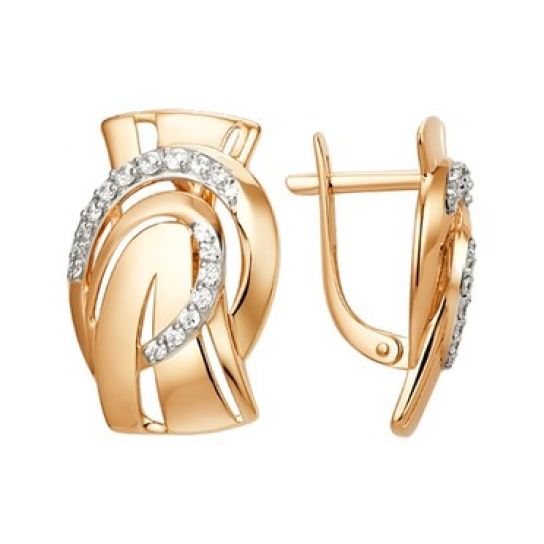 Золотые серьги 585, женские, с фианитом