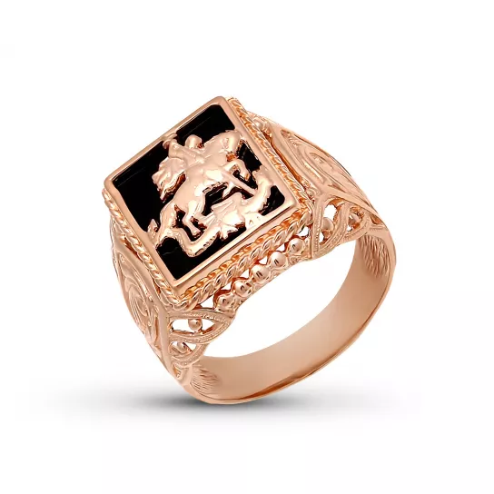 Кольцо-печатка с ониксом из золота