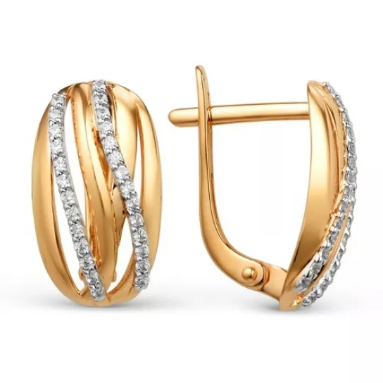 Золотые серьги 585, женские, с фианитом