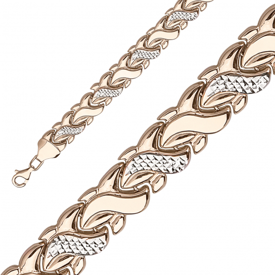 Золотой браслет 585, плетение фигурное, длина 18.5 см