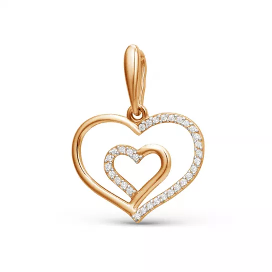 Золотая подвеска 585, женская, с фианитом