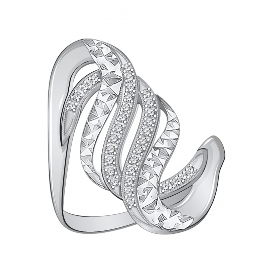 Серебряное кольцо 925, женское, с фианитом, размер 18