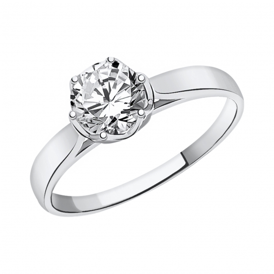 Серебряное кольцо 925, женское, с фианитом, размер 17.5