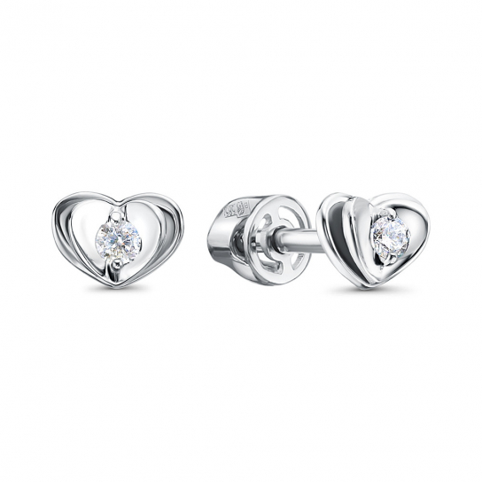 Пусеты с фианитом из серебра