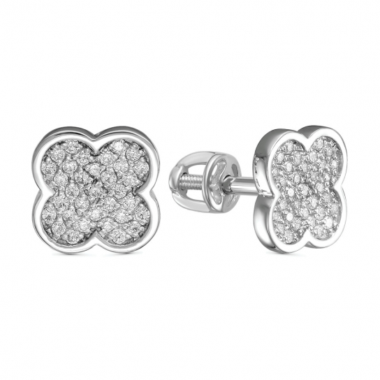 Пусеты с фианитом из серебра