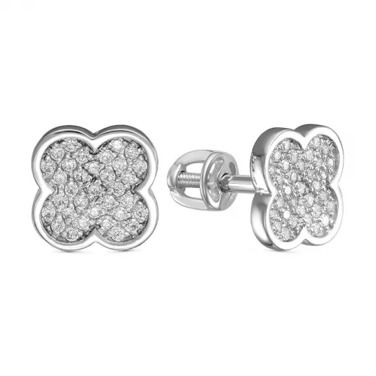 Пусеты с фианитом из серебра