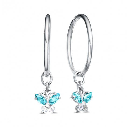 Серебряные серьги 925, женские, с фианитом