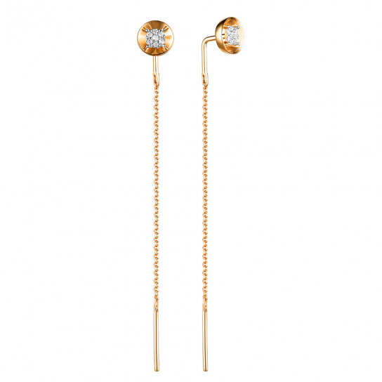 Золотые серьги 585, женские, с бриллиантом