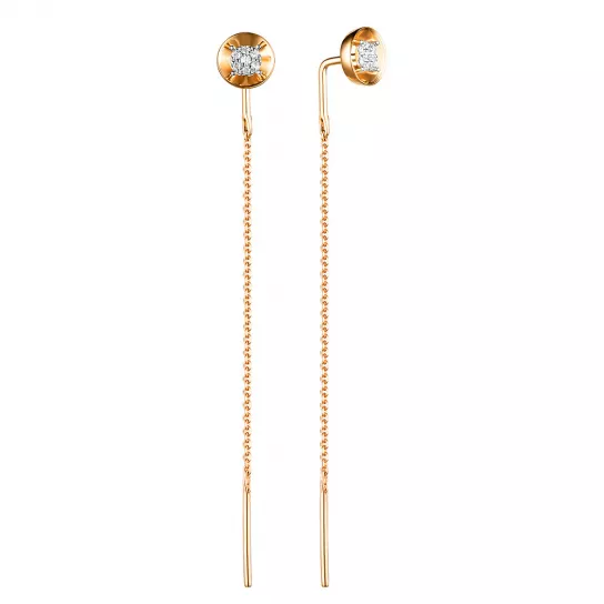 Золотые серьги 585, женские, с бриллиантом