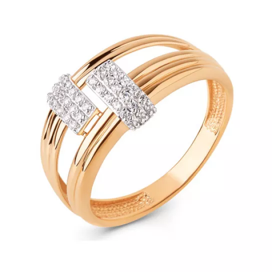 Золотое кольцо 585, женское, с фианитом, размер 19.5