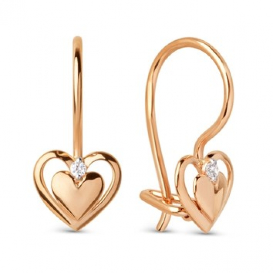 Серьги детские с фианитом из золота