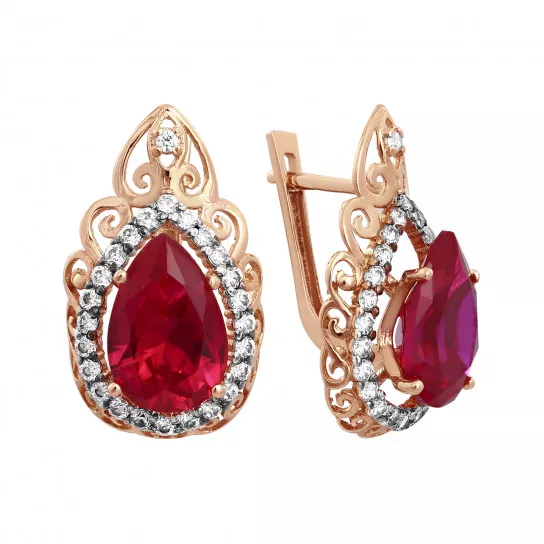 Серьги с корундом из золота
