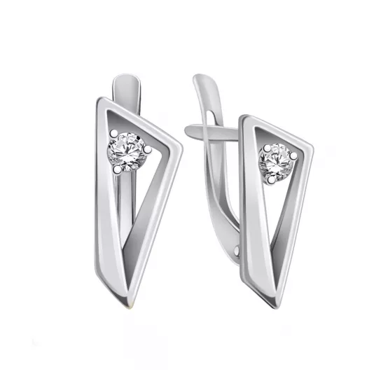 Серьги с фианитом из серебра