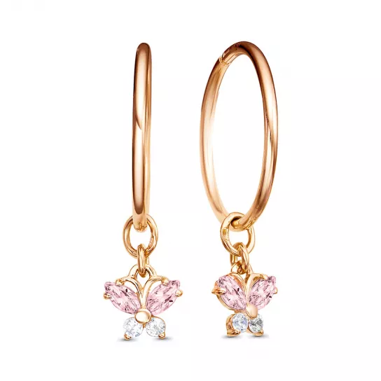 Золотые серьги 585, детские, с фианитом